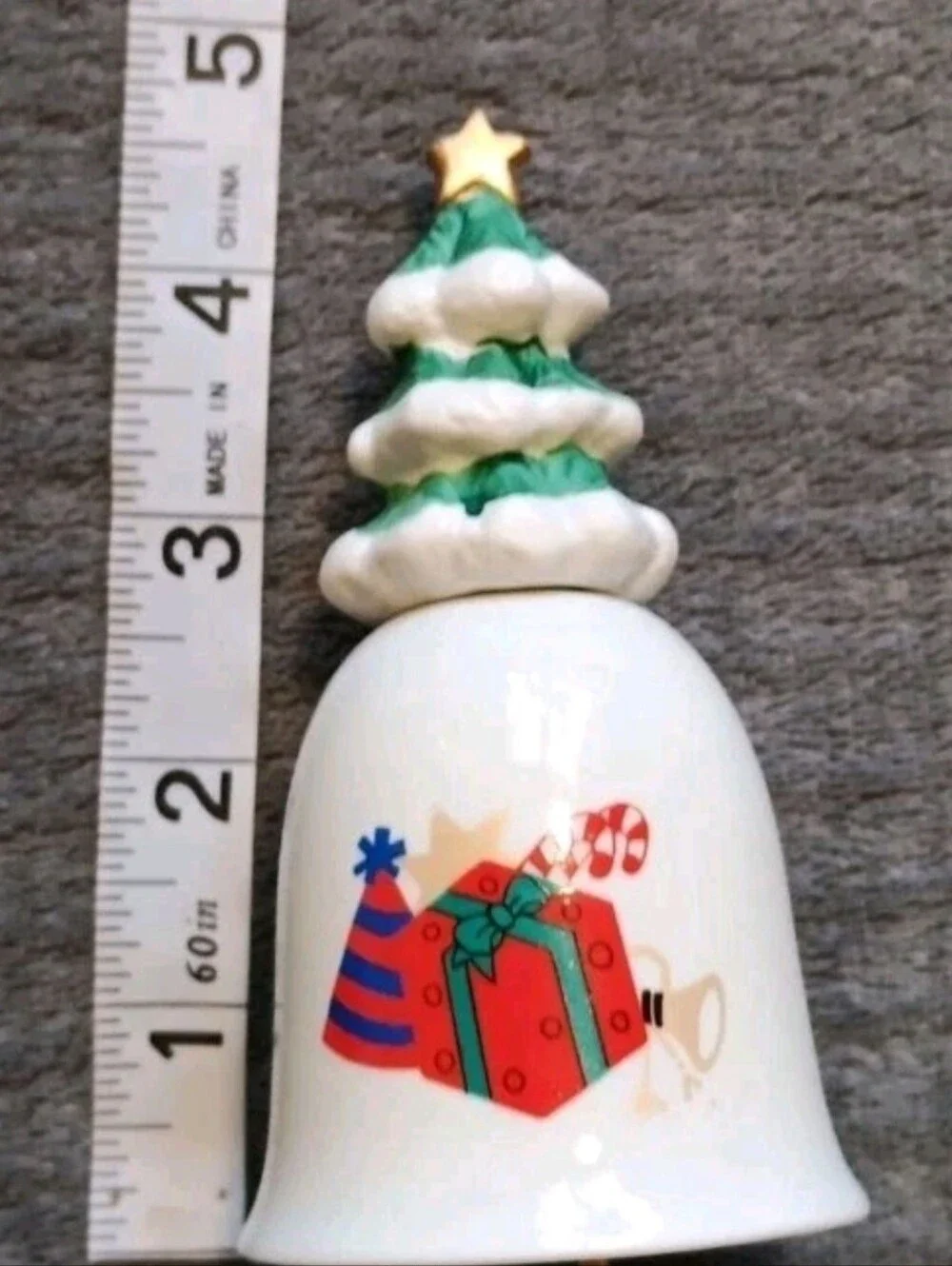 1989 Christmas Dinner Bell, Vintage 80s Holiday Retro Winter Home Decor Small